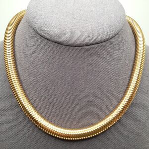Vintage Monet Round Gold Plated Snake Chain Choker Necklace 16 1/2 "